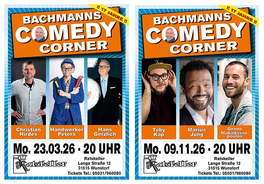 Flyer Bachmanns Comedy Corner für 2026